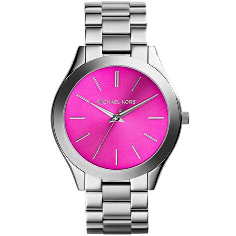 michael kors slim runway watch gold with pink face|Michael Kors matte black watch.